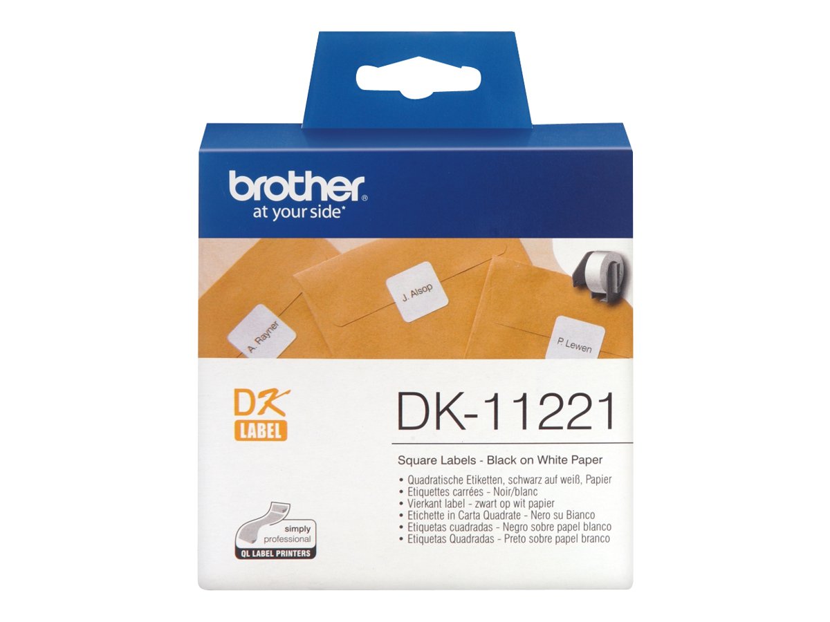 Etiquetas Brother DK-11221 23x23mm Preto sobre Branco 1000 unidades