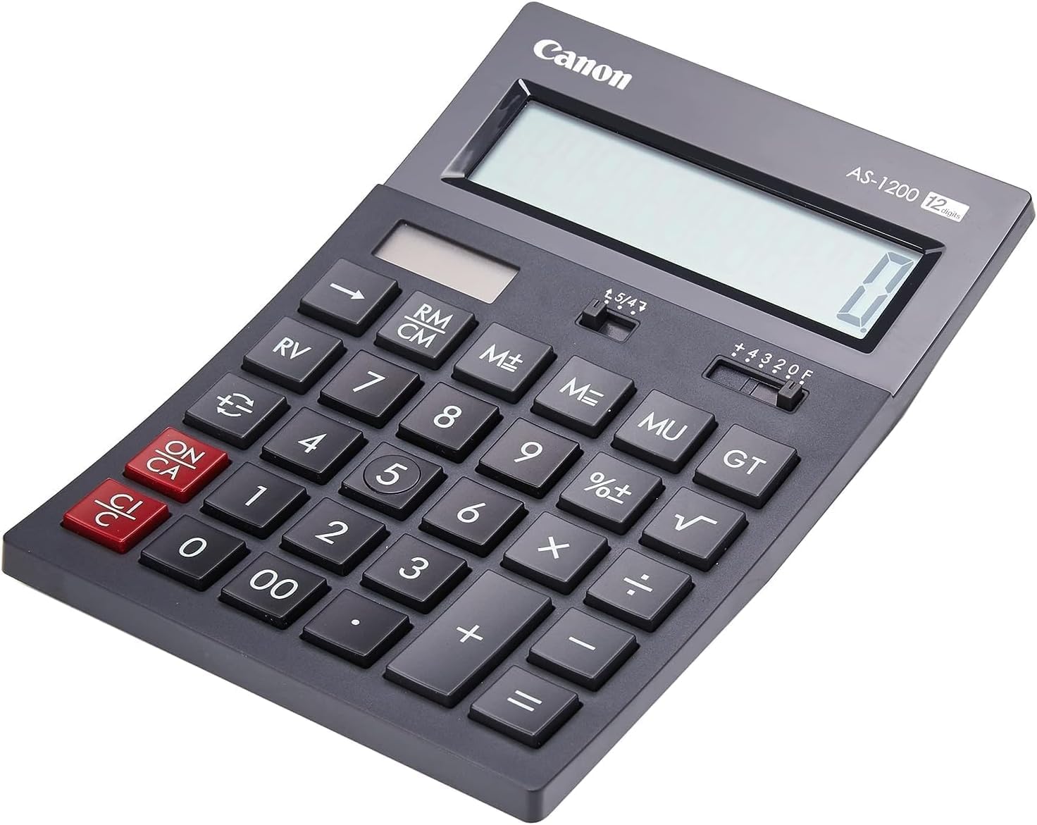 Calculadora de Secretária Canon AS-1200 12 Dígitos Mini Alimentação Solar e Pilha - Imagem 2