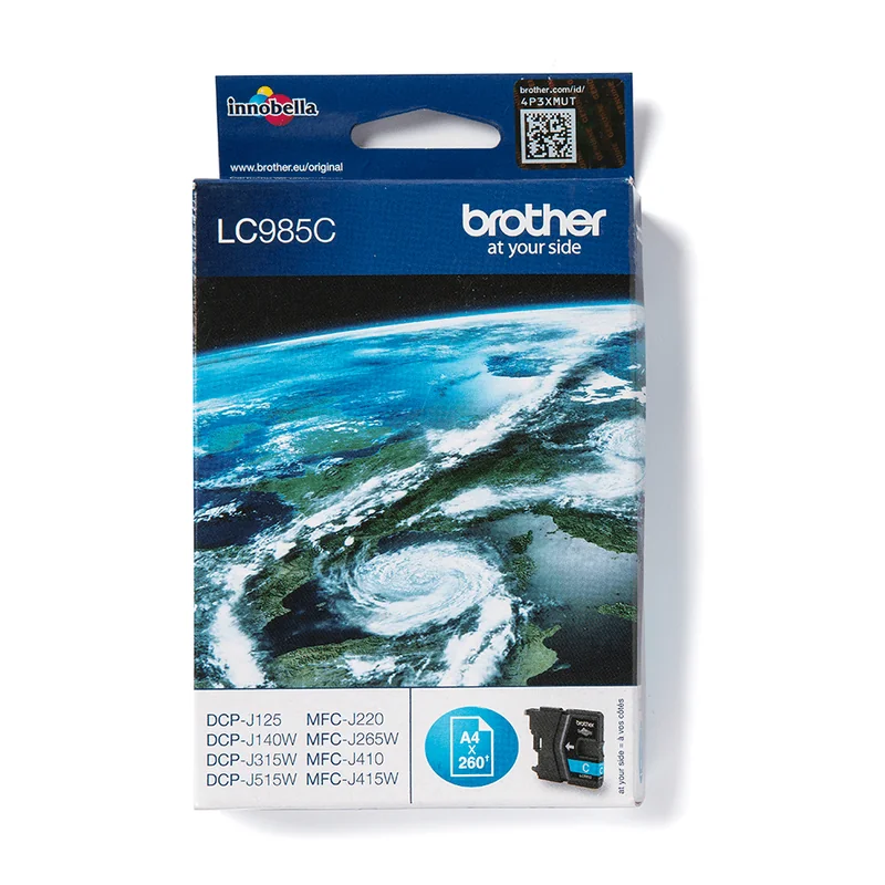 Tinteiro Brother LC985C Ciano 260 Páginas para DCP-J125 DCP-J315 MFC-J265 MFC-J415 - Imagem 1