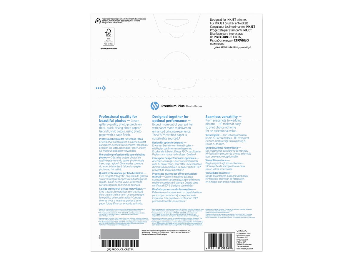 Papel Fotográfico HP Premium Plus A4 Semi-brilhante 300g 20 folhas - Imagem 3