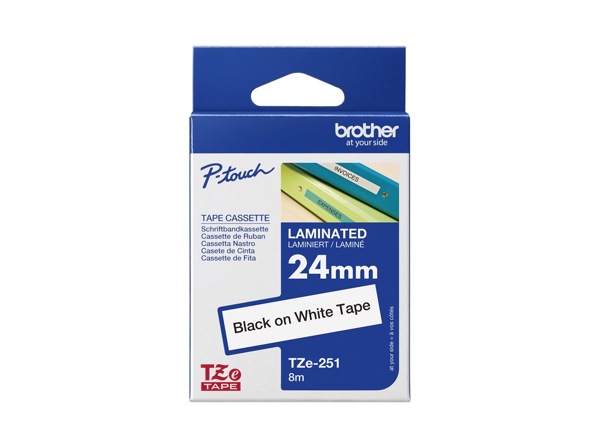 Fita Etiquetadora Brother TZe251 24mm Preto em Branco