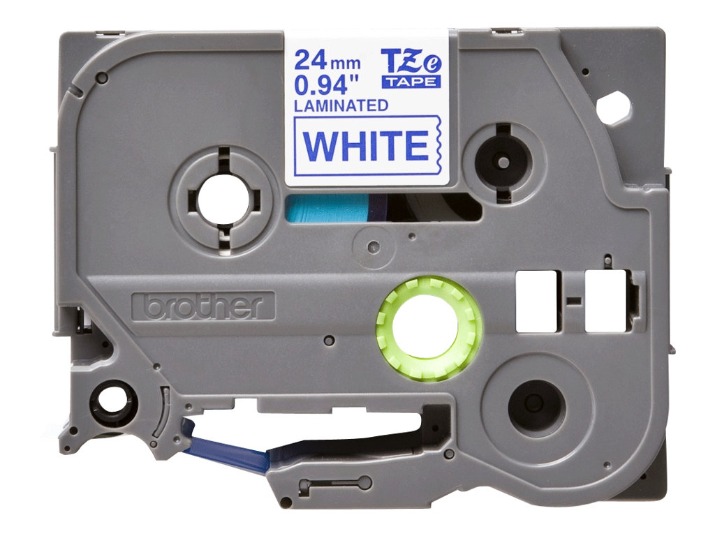 Fita Brother TZe-253 24mm Texto Azul Fundo Branco - Imagem 4