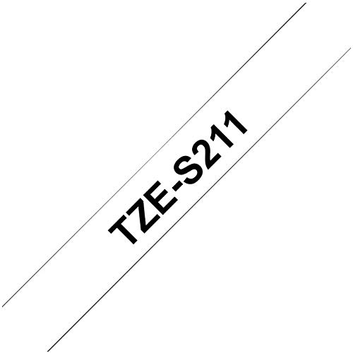 Fita Laminada Brother TZe-S211 Extra Forte Preto Branco 6 mm - Imagem 2