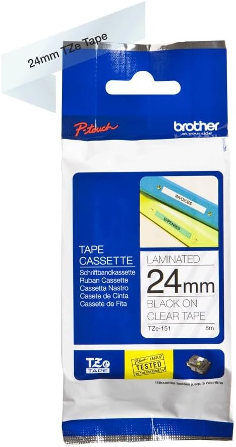 Cassete Fita Laminada Brother TZe151 Preto Transparente 24mm - Imagem 2