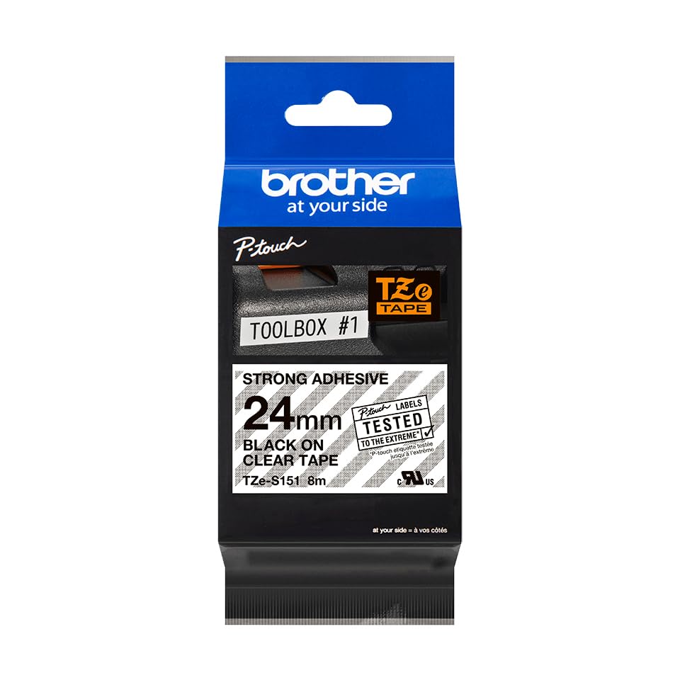Fita Brother TZe-S151 24mm Preto Transparente Adesivo Forte - Imagem 3