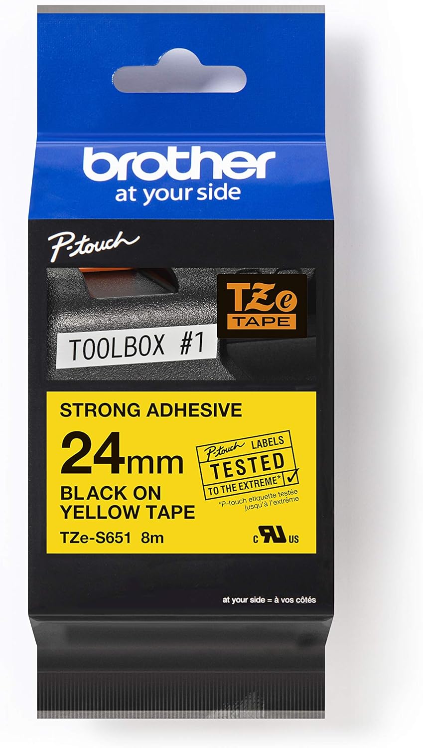 Fita Brother TZe-S651 Preto Amarelo 24 mm Adesivo Forte - Imagem 1