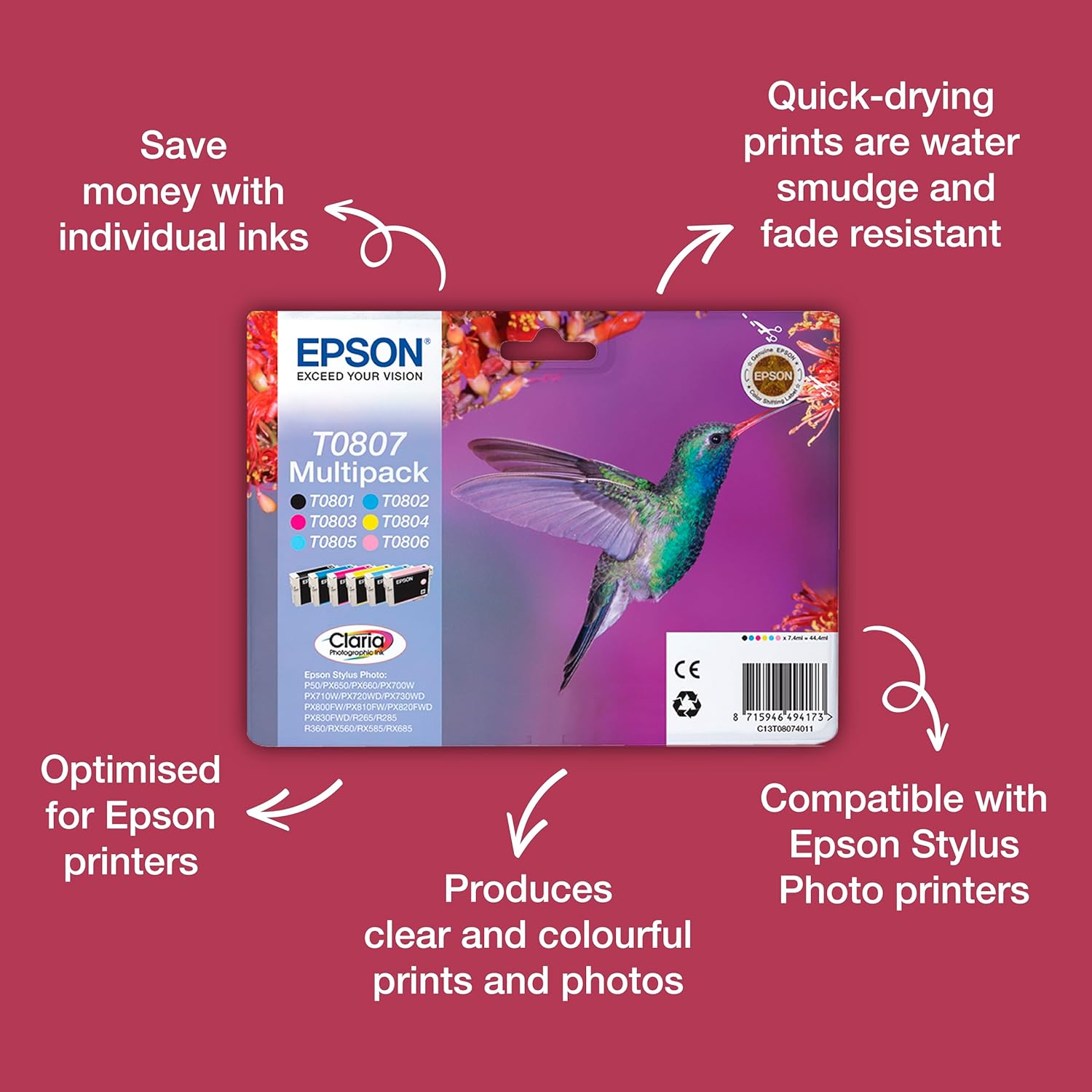 Tinteiro Epson T0802 Cyan 7.4ml Original - Imagem 2