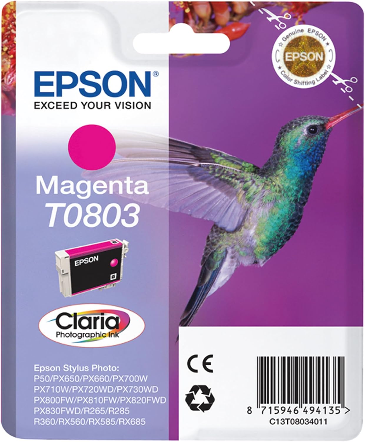 Tinteiro Epson T0803 Magenta 7.4ml Original - Imagem 1