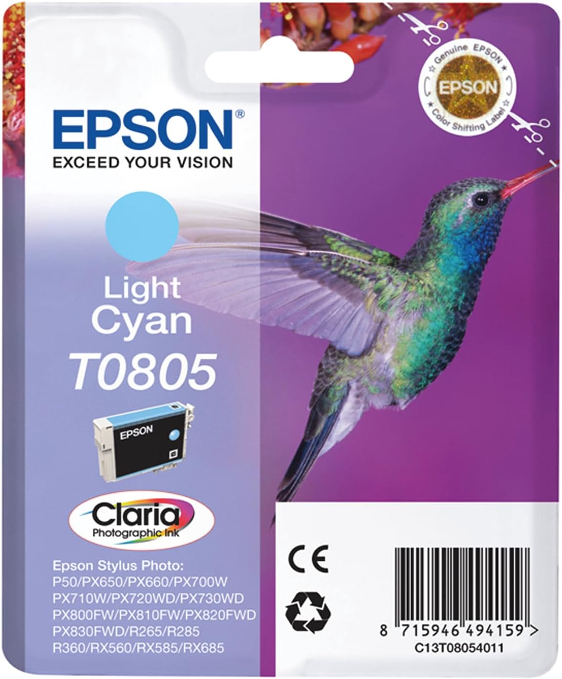 Tinteiro Epson T0805 Cyan Claro 7.4 ml