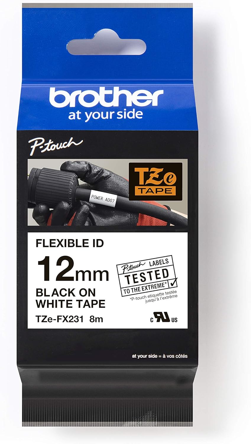 Fita Laminada Brother TZeFX231 Preto em Branco 12mm x 8m