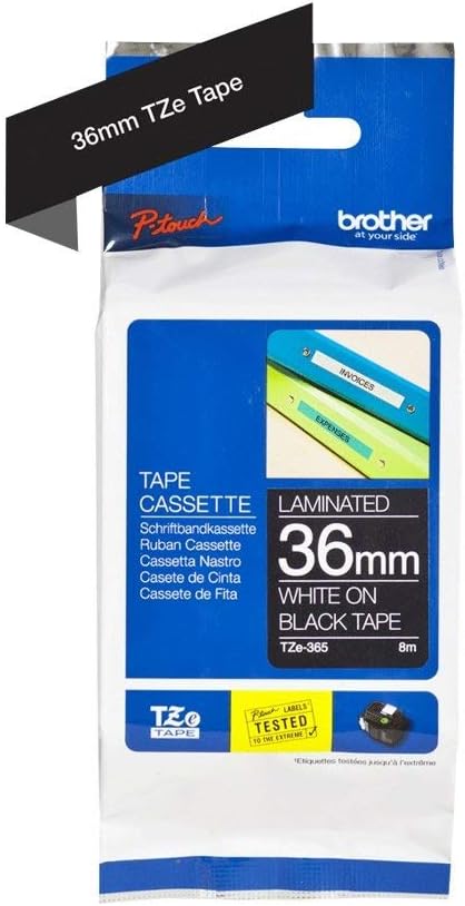 Fita Brother TZe-365 Branco/Preto Laminada 36 mm x 8 m - Imagem 1