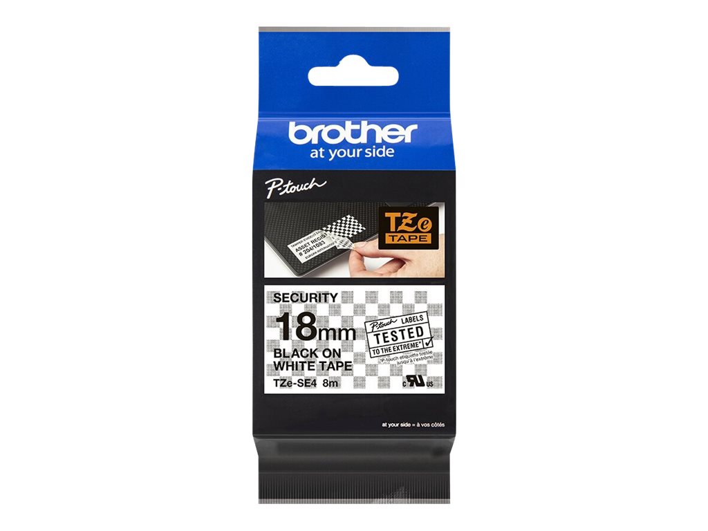 Cassete Fita Brother TZe-SE4 18mm Laminada Preto/Branco - Imagem 1