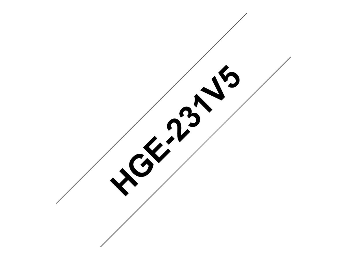 Cassete Fita Laminada Brother HGE231V5 12mm Preto Branco Pack 5 - Imagem 4