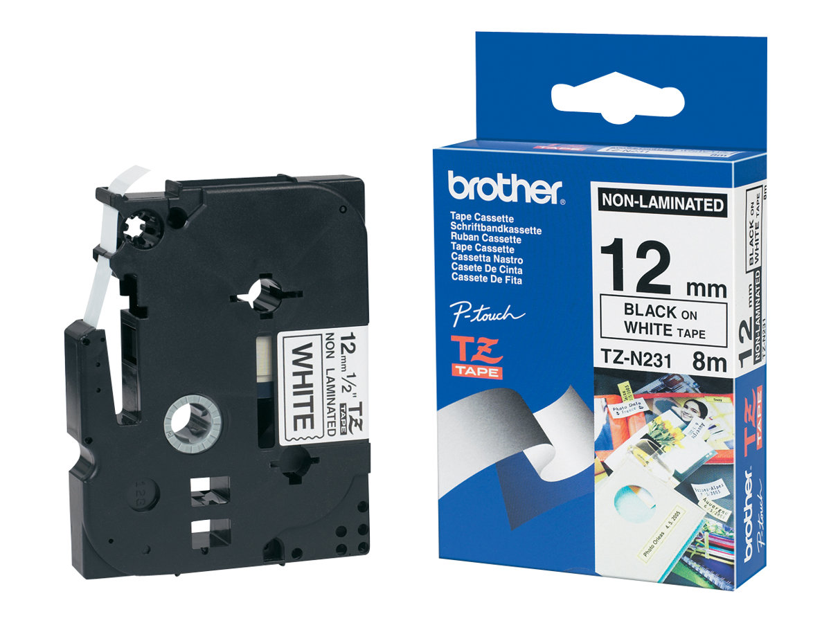 Cassete Fita Brother TZe-N231 12mm x 8m Preto Branco - Imagem 4