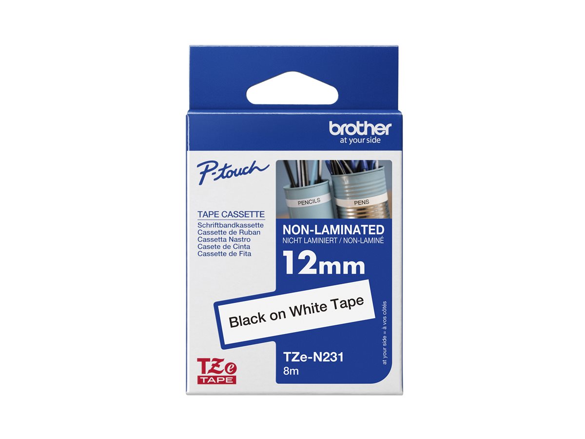 Cassete Fita Brother TZe-N231 12mm x 8m Preto Branco - Imagem 2
