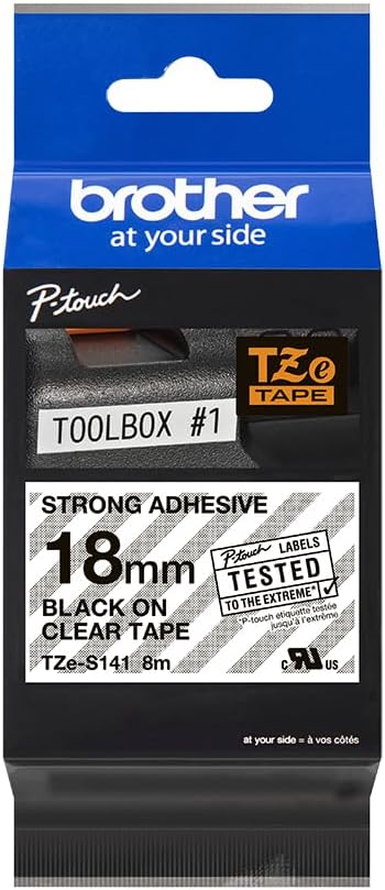 Fita Laminada Brother TZe-S141 Extra Resistente Preto/Transparente 18mm x 8m - Imagem 3