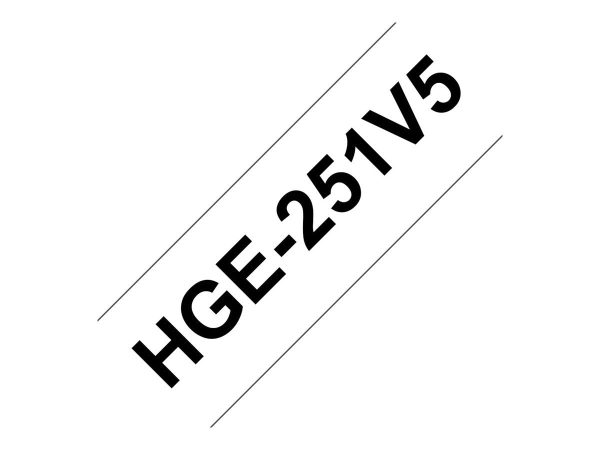Cassete de Fita BROTHER HG251 5 Unidades 24mm x 8m Branco/Preto Laminado para P-touch - Imagem 1