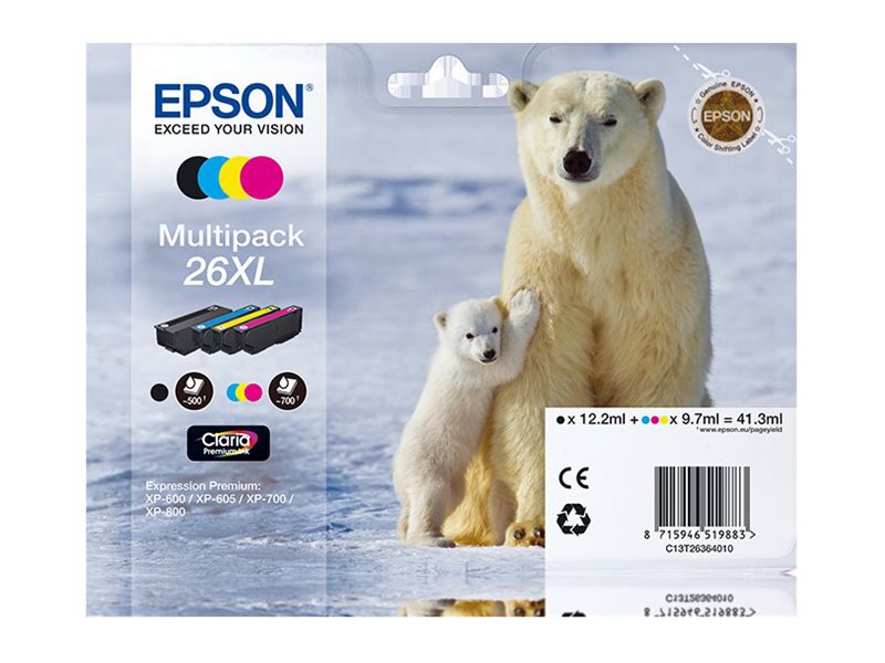 Tinteiro Epson 26XL Pack 4 Cores XL Original - Imagem 2