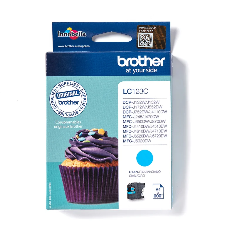 Tinteiro Brother LC-123 Ciano Capacidade Padrão 600 Páginas - Imagem 1