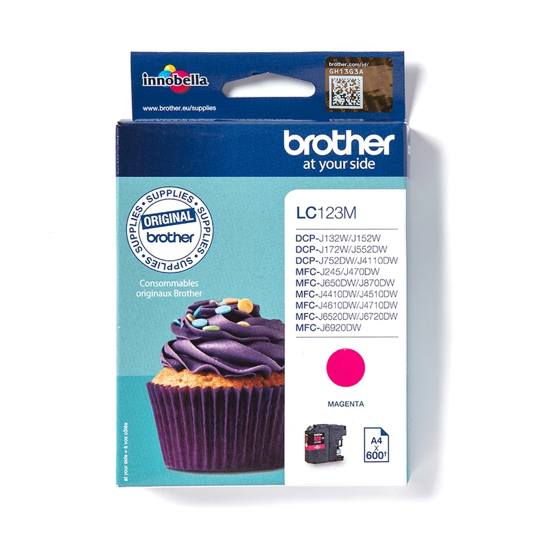Cartucho de Tinteiro Brother LC-123 Magenta Capacidade Standard 600 Páginas - Imagem 1
