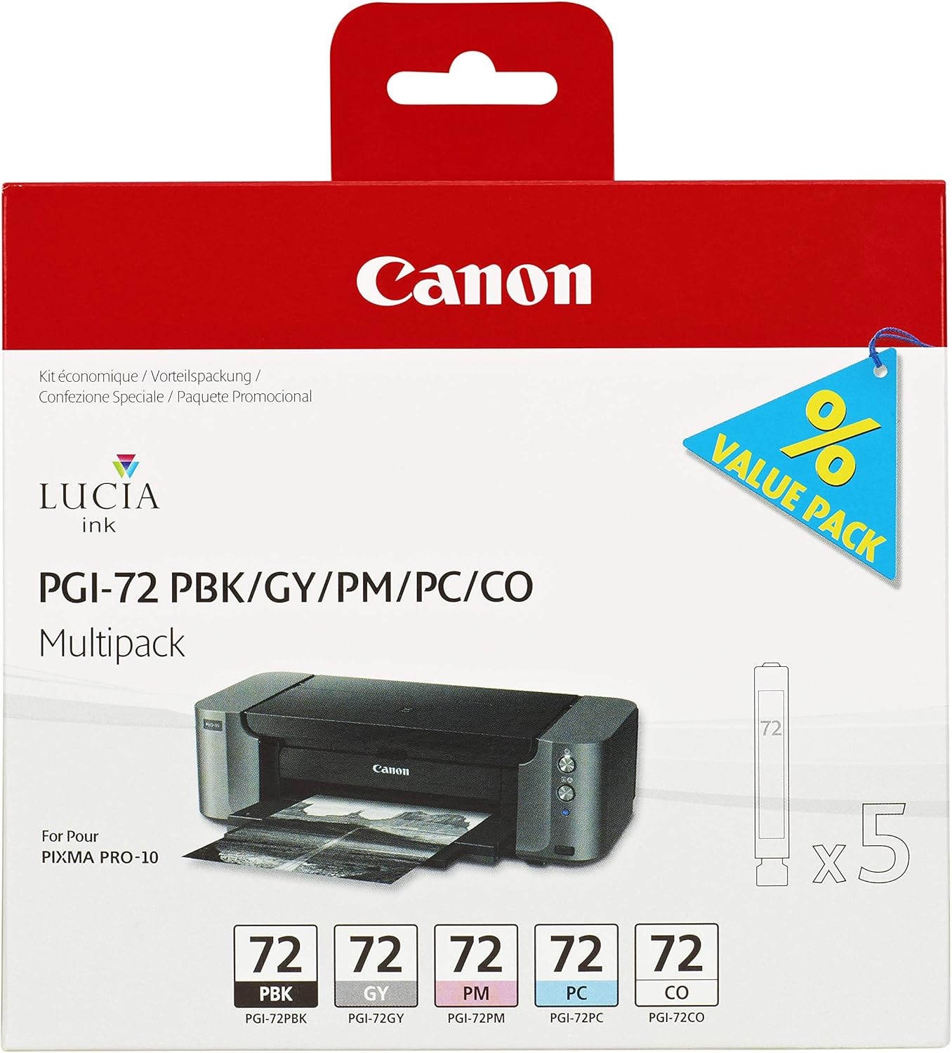 Tinteiros Canon PGI-72 Multipack Pack de 5 Cores PBK/GY/PM/PC/CO Original