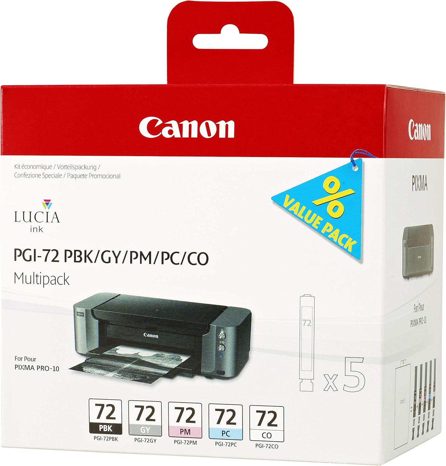 Tinteiros Canon PGI-72 Multipack Pack de 5 Cores PBK/GY/PM/PC/CO Original - Imagem 2