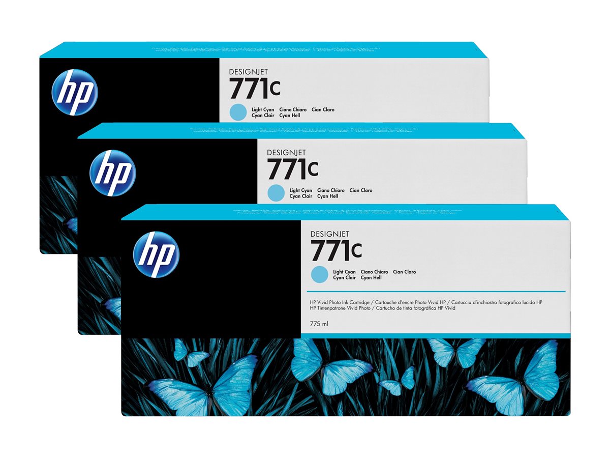 Tinteiro HP 771C Pack 3 Cyan Claro 775ml Original - Imagem 2