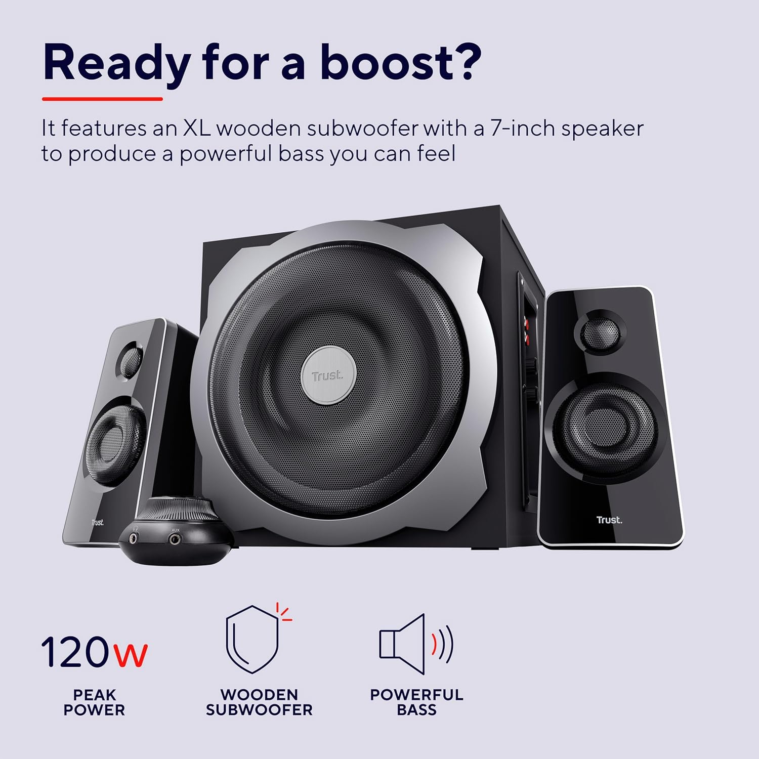 Sistema de Som 2.1 Trust Tytan 60W Preto - Imagem 3