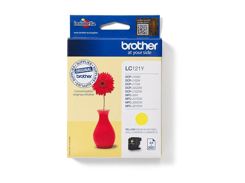 Tinteiro Brother LC121Y Amarelo 300 Páginas para DCP-J132 J152 J552 J752 MFC-J470 J650 J870 - Imagem 1