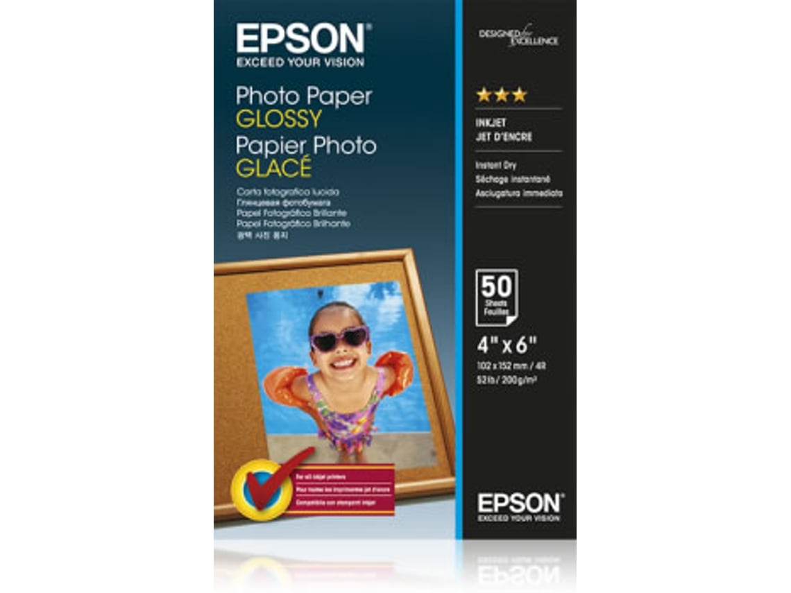 Papel Fotográfico Epson Brilhante 102x152mm 50 Folhas