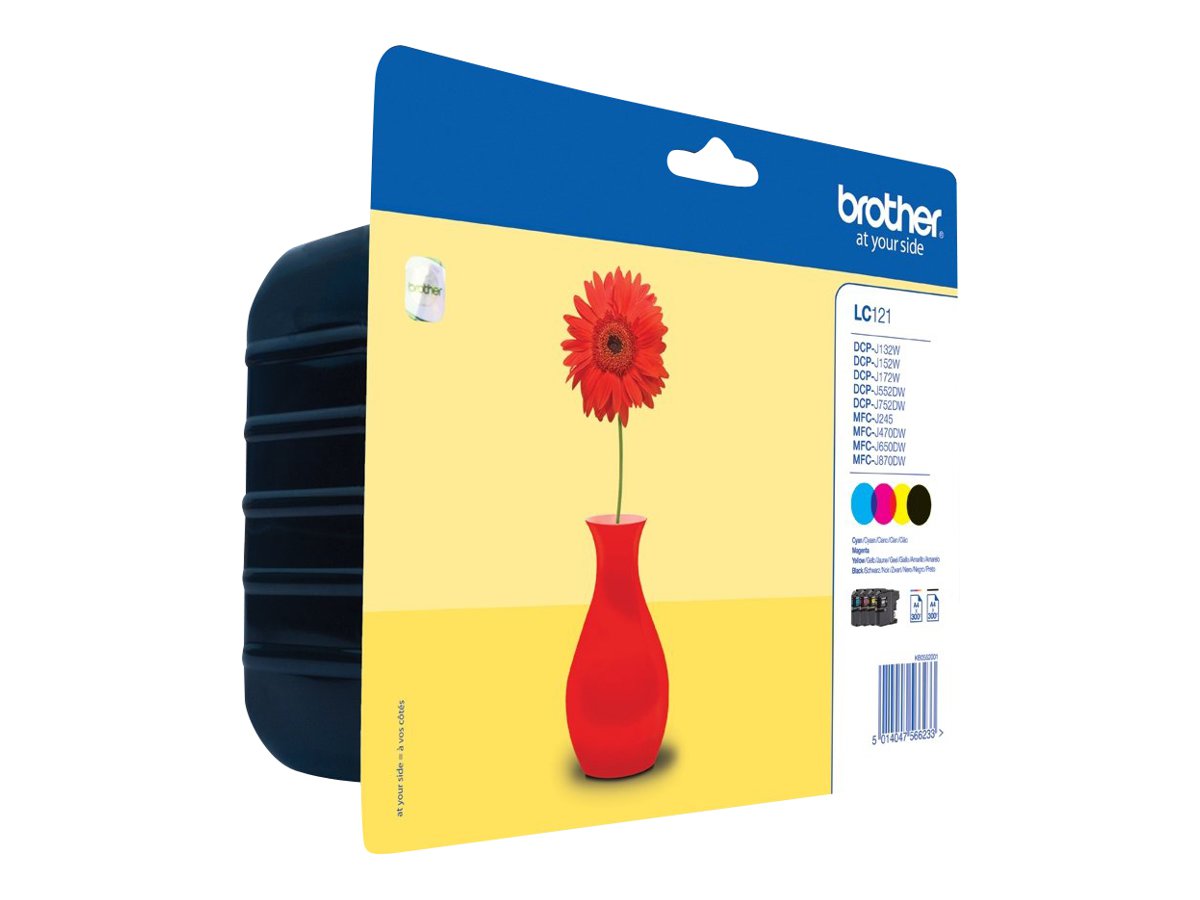 Brother LC121 Value Pack - Preto, amarelo, azul cyan, magenta - original - blister - tinteiro - para Brother DCP-J132, DCP-J152, DCP-J552, DCP-J752, MFC-J245, MFC-J470, MFC-J650, MFC-J870 - Imagem 3