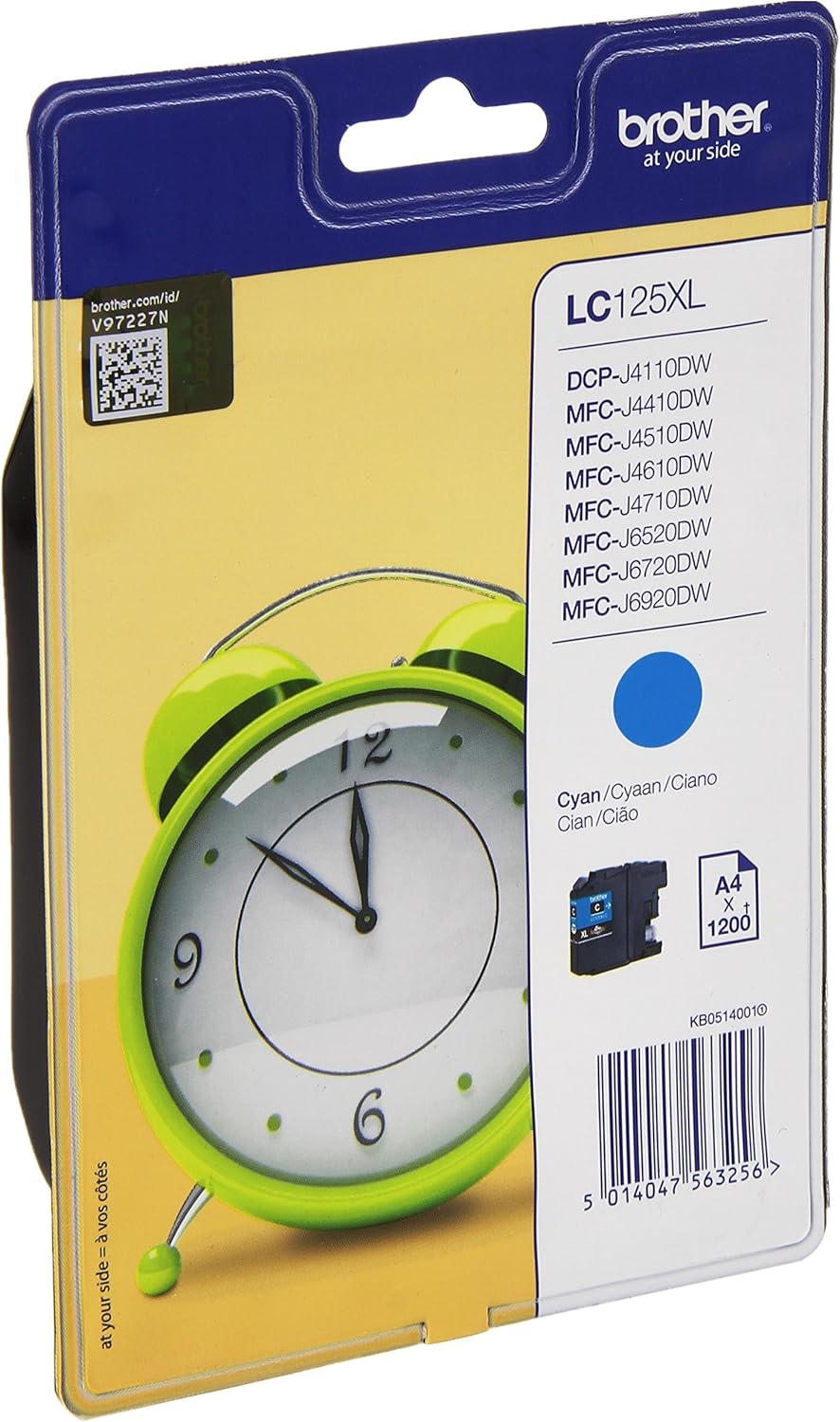 Tinteiro Brother LC125XLC Ciano Alta Capacidade Original