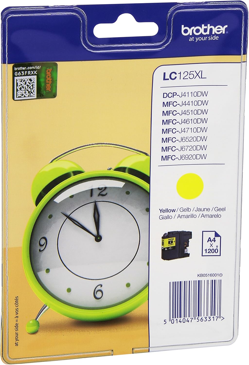 Tinteiro Brother LC125XLY Amarelo Super Capacidade Original