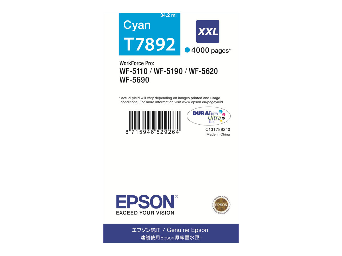 Tinteiro Epson T7892 Original XXL Azul Cyan - Imagem 3