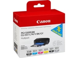 Multipack Tinteiros CANON PGI-550 / CLI-551 Preto e Cinco Cores Capacidade Padrão - Imagem 2