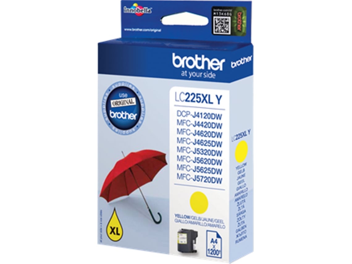 Tinteiro Brother LC225XLYBP Amarelo Alto Rendimento
