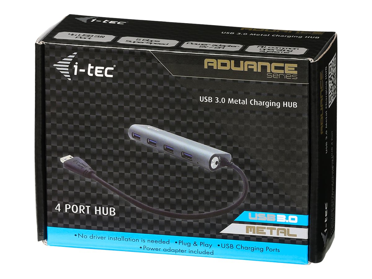 Hub USB i-Tec 4 Portas USB 3.0 Metálico com Carregamento - Imagem 1