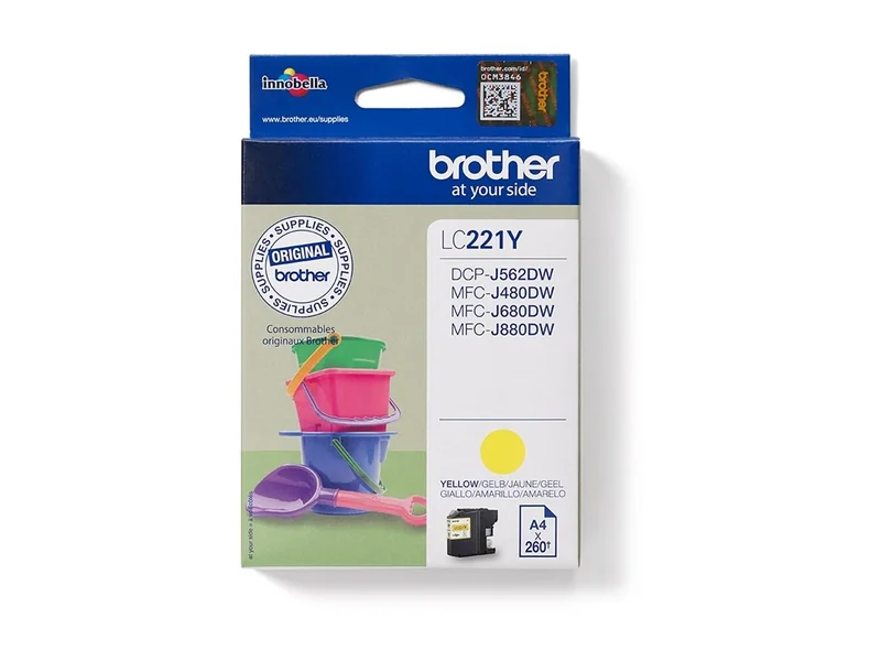 Tinteiro Brother LC221Y Amarelo 260 Páginas - Imagem 1
