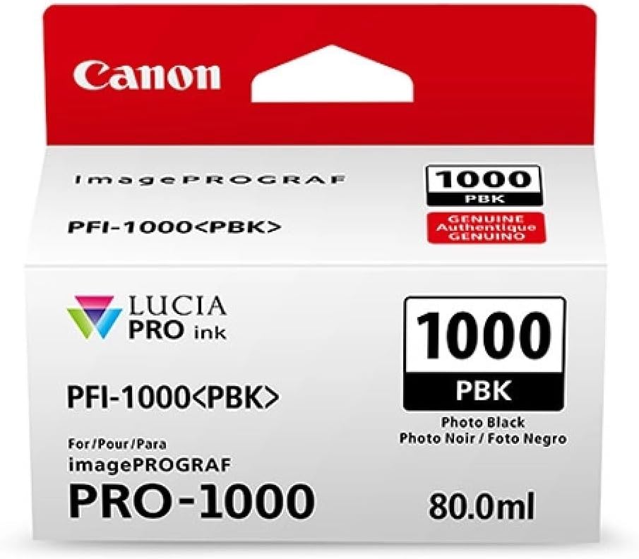 Tinteiro Canon PFI-1000 PBK Preto Foto 80ml Original para imagePROGRAF PRO-1000