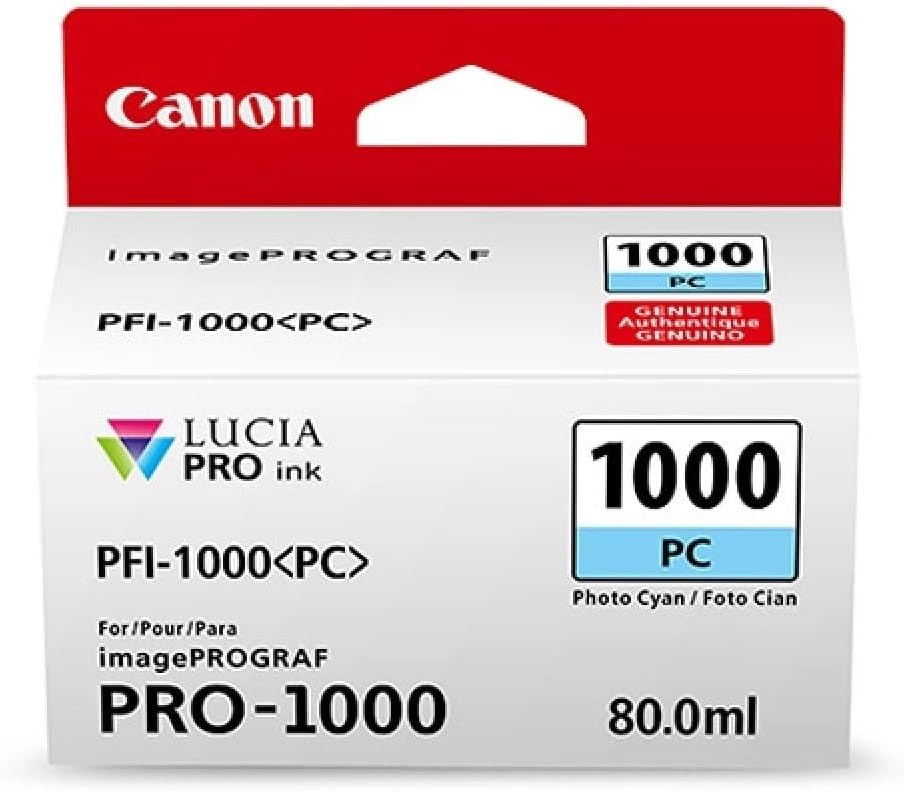 Tinteiro Canon PFI-1000 PC Ciano de Foto 80ml Original para imagePROGRAF PRO-1000