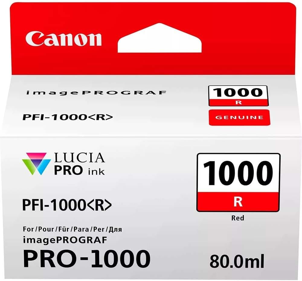 Tinteiro Canon PFI-1000 R Vermelho 80ml Original para imagePROGRAF PRO-1000
