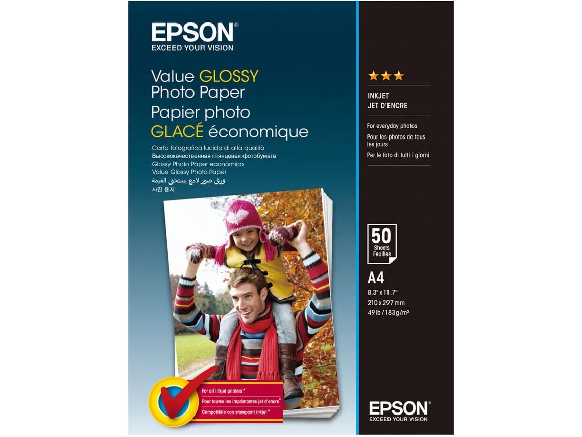 Papel Fotográfico Epson Value Brilhante A4 50 folhas - Imagem 1