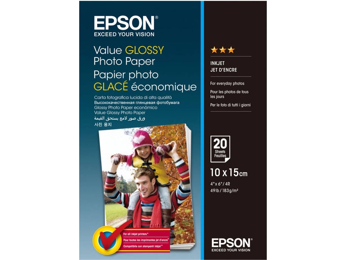 Papel Fotográfico Epson Value Brilhante 10x15 20 folhas - Imagem 1