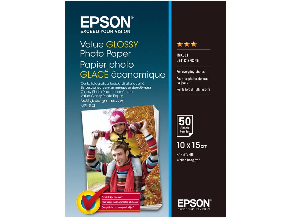 Papel Fotográfico Epson Value 10x15 Brilhante 50 folhas - Imagem 1