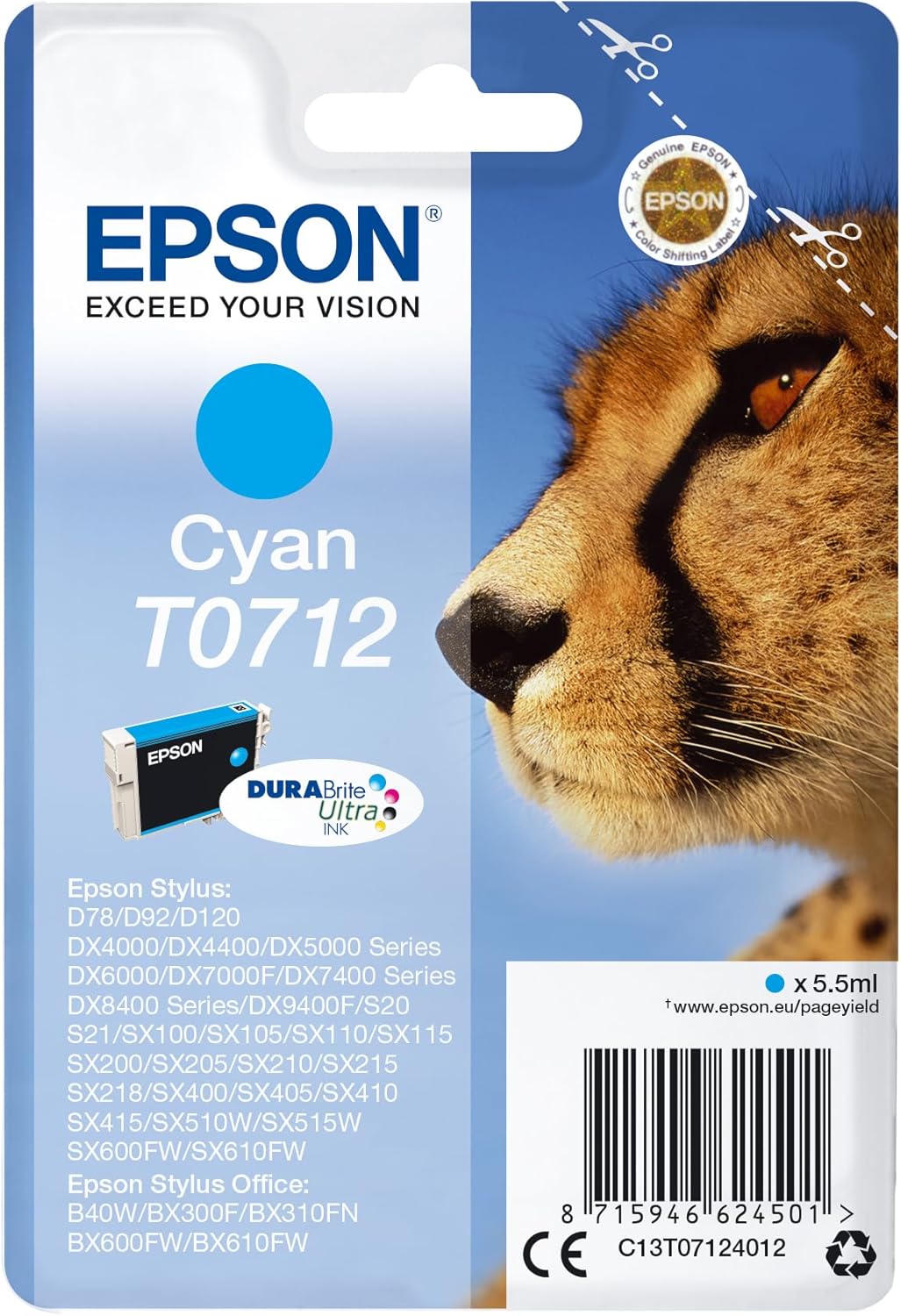 Tinteiro Epson T0712 Ciano 5.5ml Original