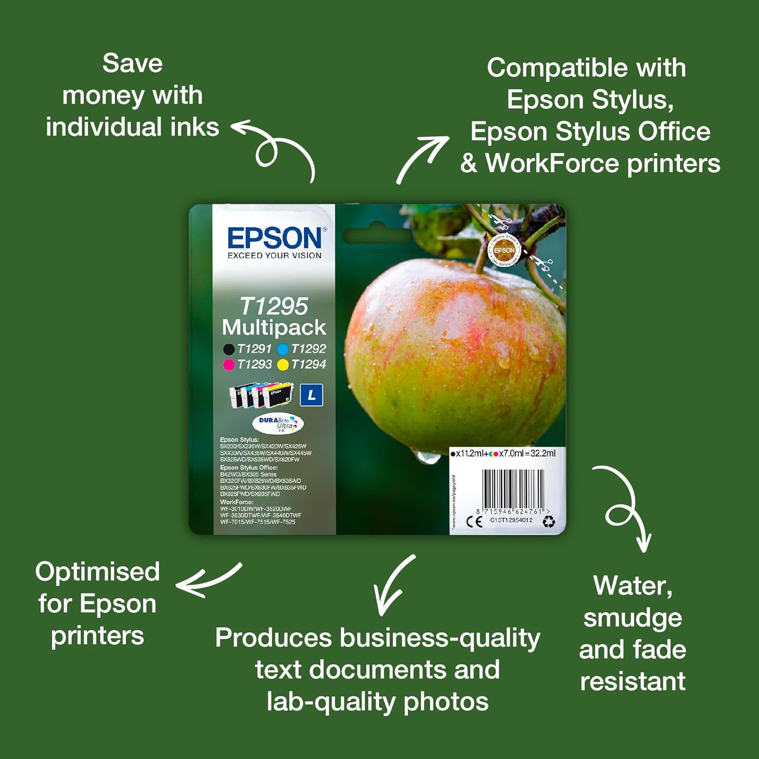 Tinteiro Multipack Epson T1295 4 Cores Original - Imagem 2