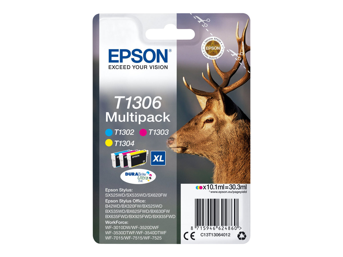 Tinteiro Epson T1306 Multipack XL Amarelo Azul Magenta - Imagem 1