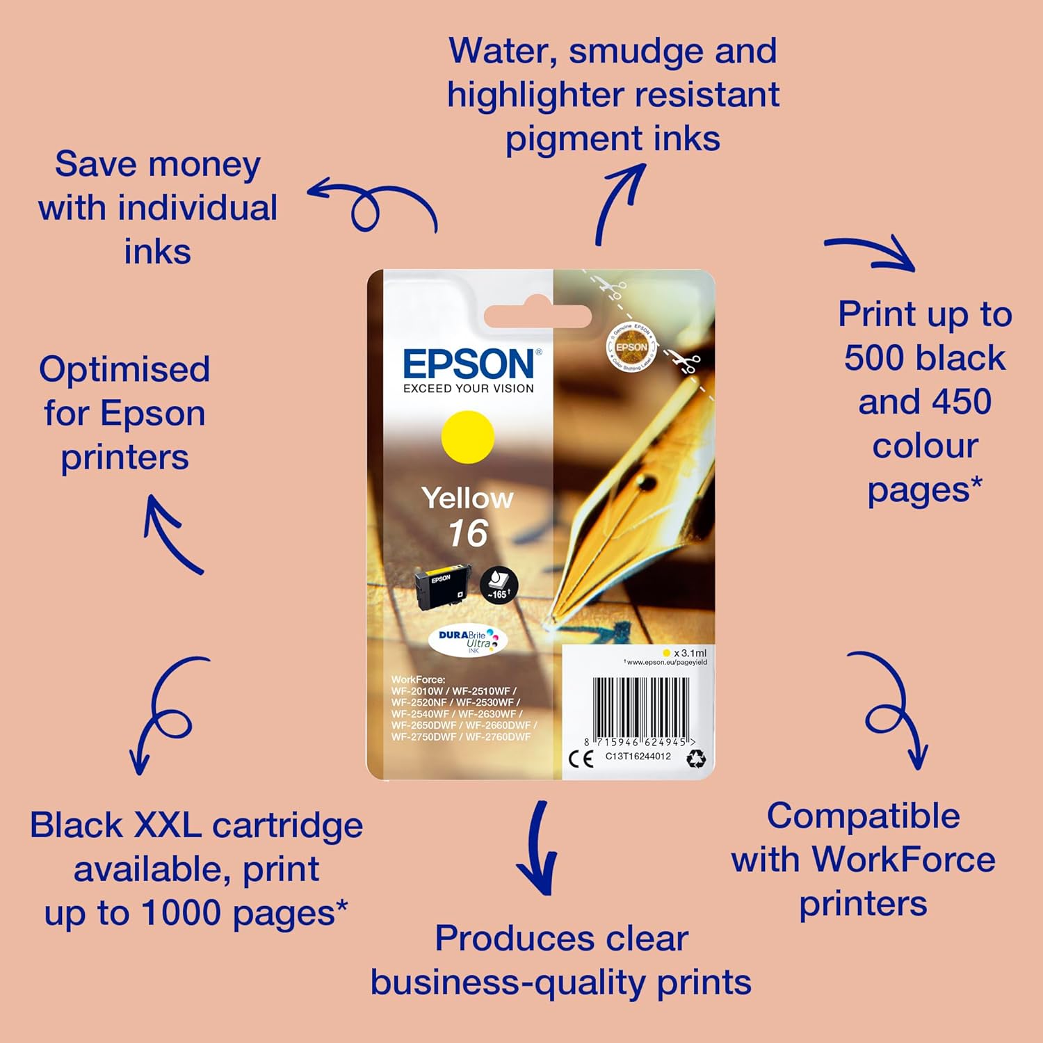 Tinteiro Epson 16 Amarelo Original - Imagem 2