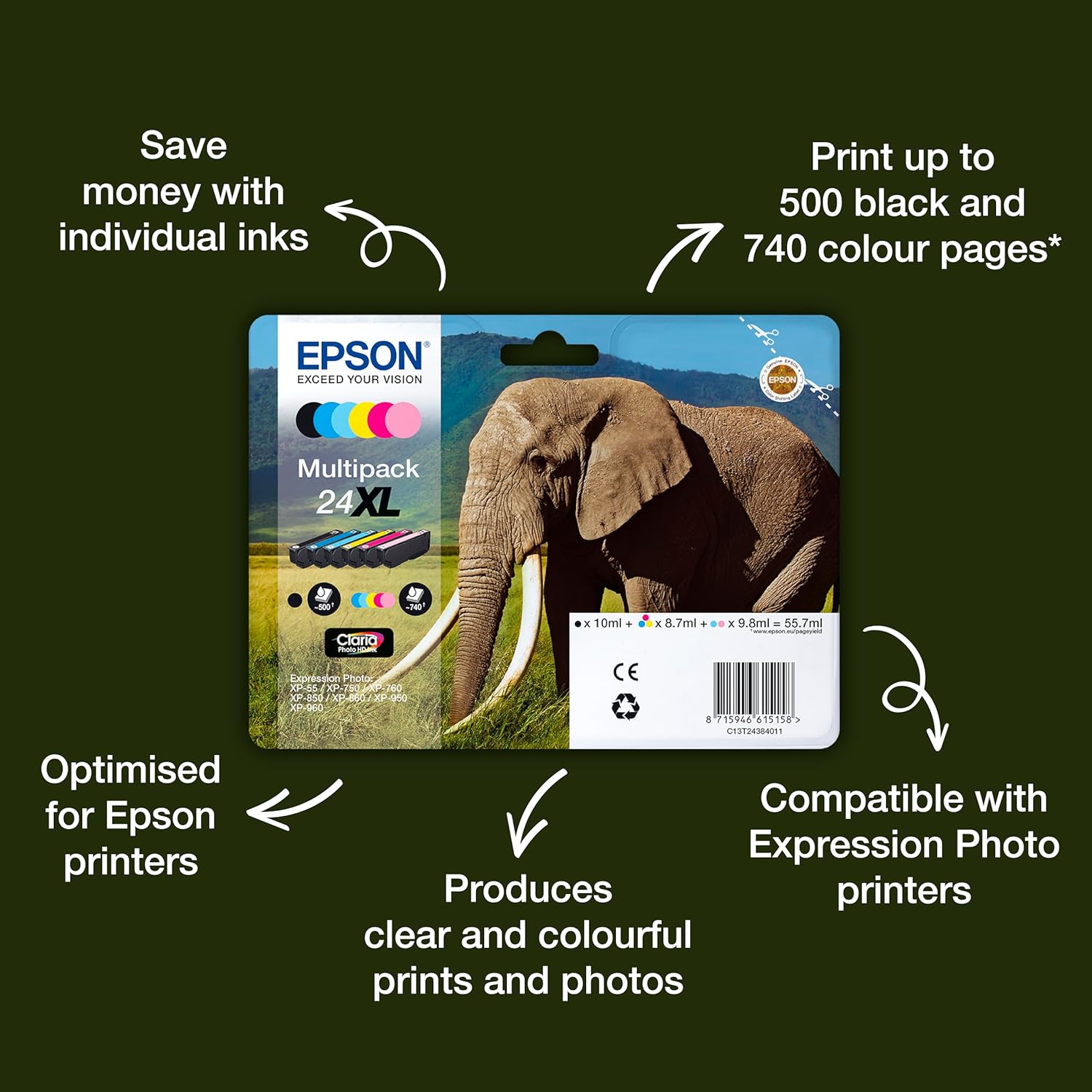 Tinteiro Epson 24 Cyan 4.6ml Original - Imagem 2