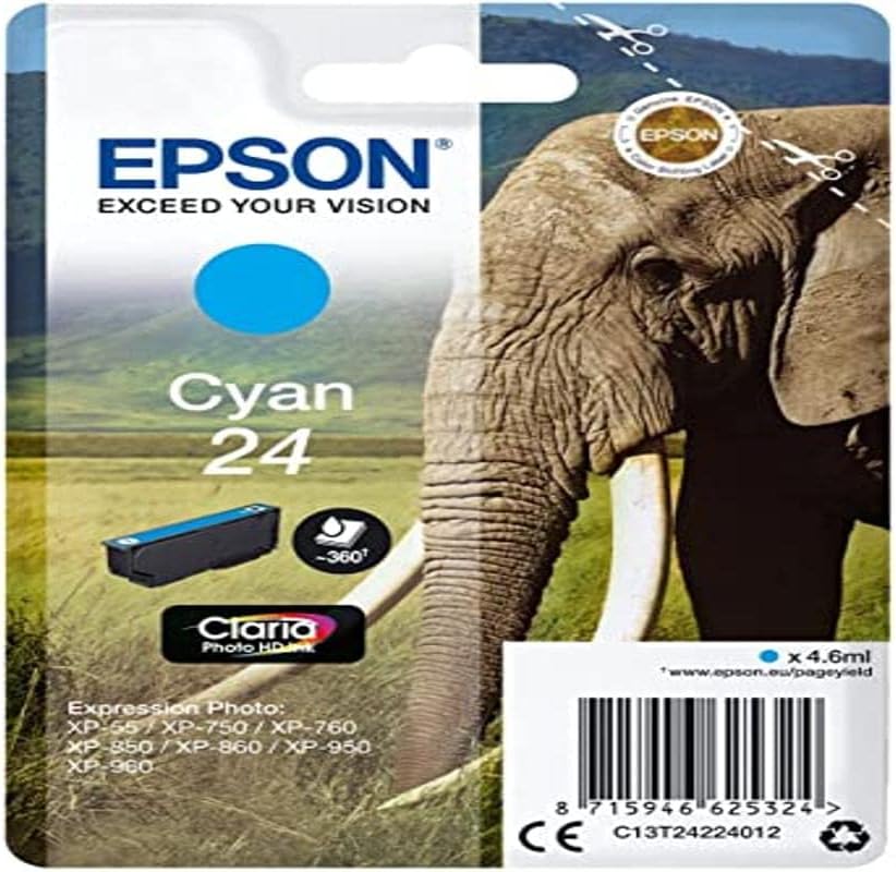 Tinteiro Epson 24 Cyan 4.6ml Original - Imagem 1